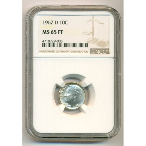 1962 D Roosevelt Dime MS65 FT NGC - Picture 1 of 4